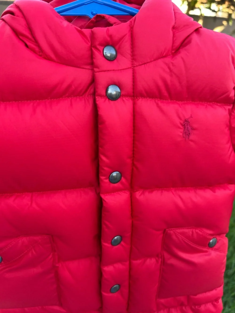 Ralph Lauren Red Quilted Puffer One-Piece Footie